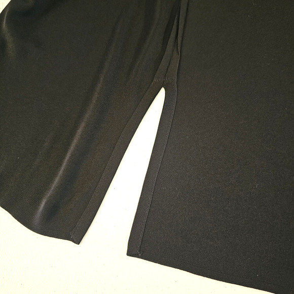 Vintage Exclusively Misook Black Cardigan Open‎ Front Sweater Thin Tight Knit LG - Picture 5 of 7